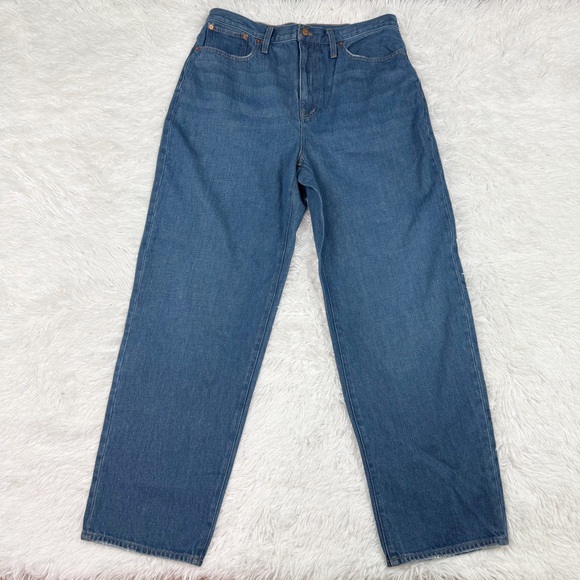 Madewell Baggy Straight Jeans in Dark Worn Indigo Wash high waisted relaxed fit - Picture 3 of 13